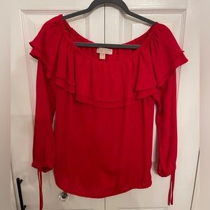 Michael Kors Red Off the Shoulder Blouse